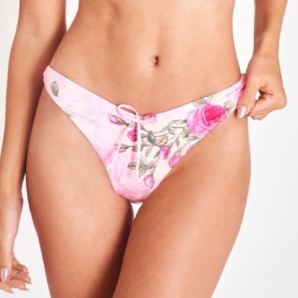 NWT LoveShackFancy Miyo Bikini Bottoms Pink Ivy